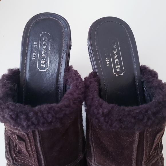Vintage Coach Brown Suede Leather Mules - Picture 10 of 15